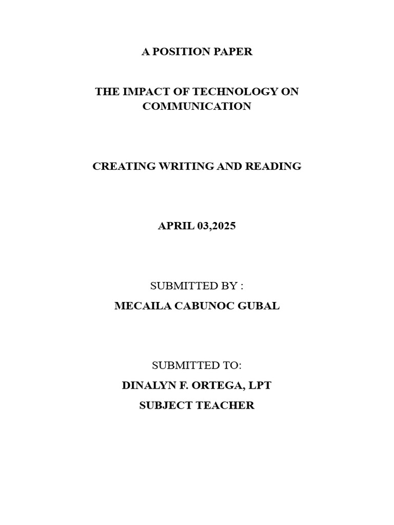 I Am Sharing 'Position Paper 2' With You | PDF
