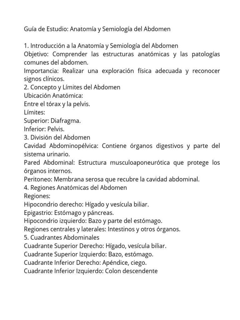 Guía de Estudio Anatomía y Semiología Del Abdomen 1. Introducción A La ...