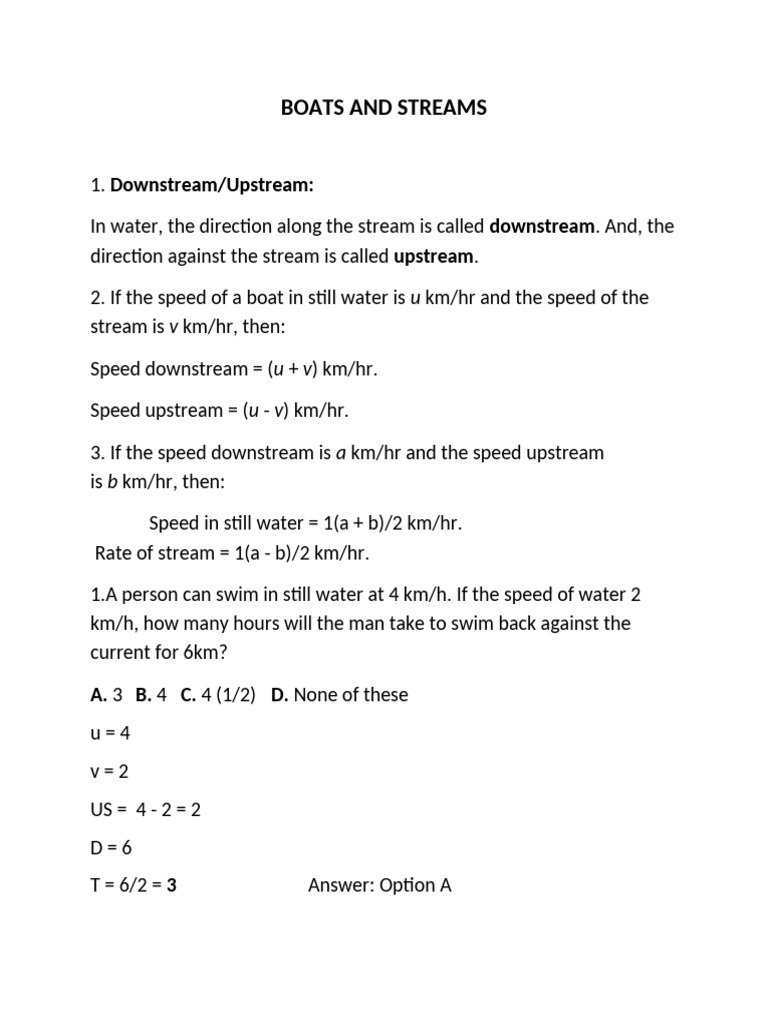 Boat Speed Calculations in Streams | PDF | Speed | Chess