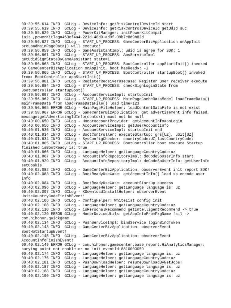 GameCenter Initialization Log Analysis | PDF | Communications Protocols ...