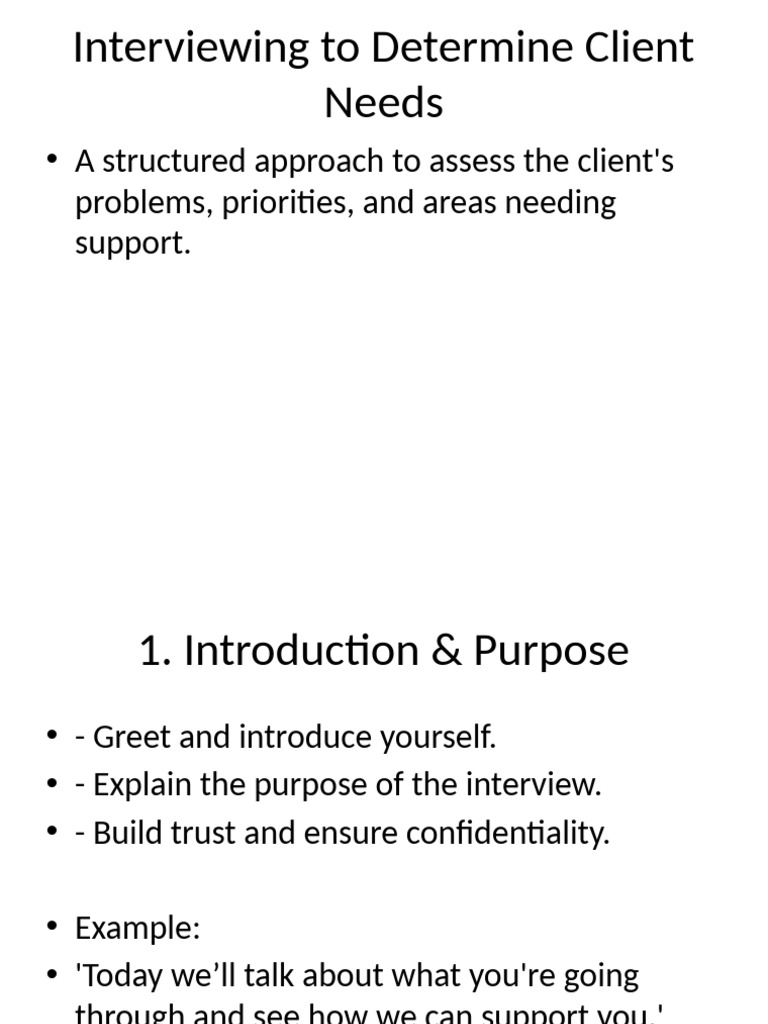 Interviewing to Determine Client Needs | PDF