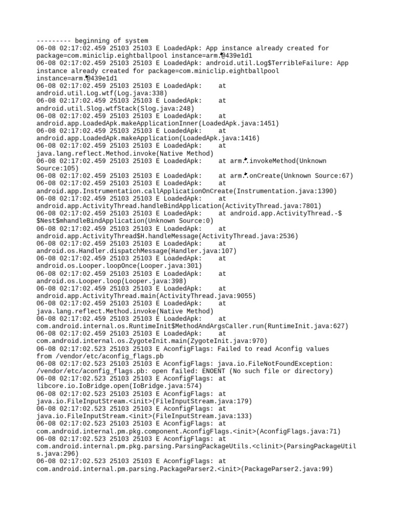 Eight Ball Pool App Error Log | PDF | Java (Programming Language ...