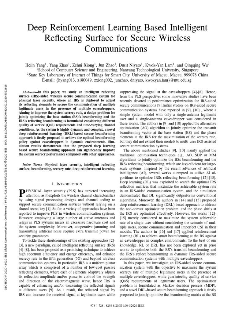 [2] Deep Reinforcement Learning Based Intelligent Reflecting Surface ...