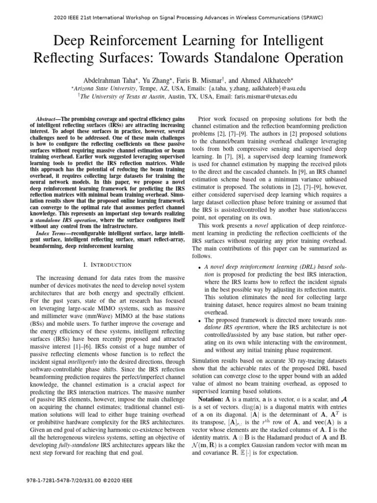 Deep Reinforcement Learning for IRS Optimization | PDF ...