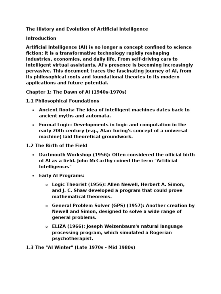 Evolution of Artificial Intelligence History | PDF | Artificial ...