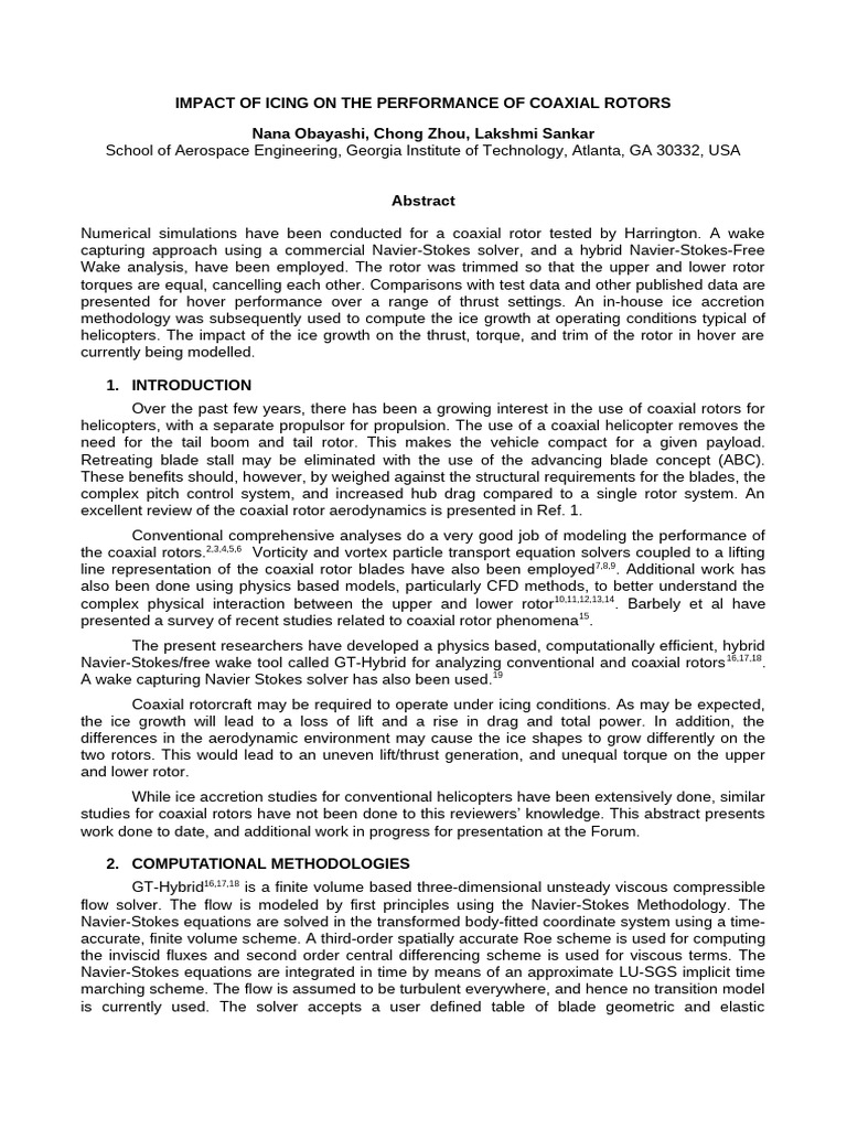 ERF 2016 Coaxial Rotor Paper Final | PDF | Navier–Stokes Equations ...