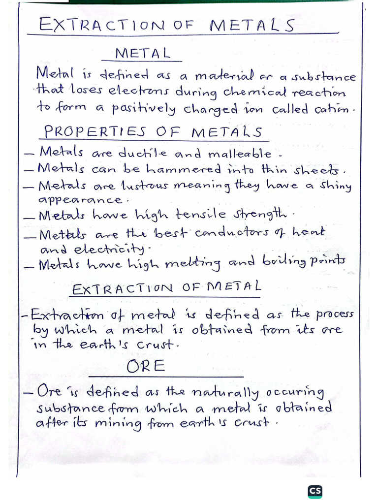Extraction of Metals | PDF
