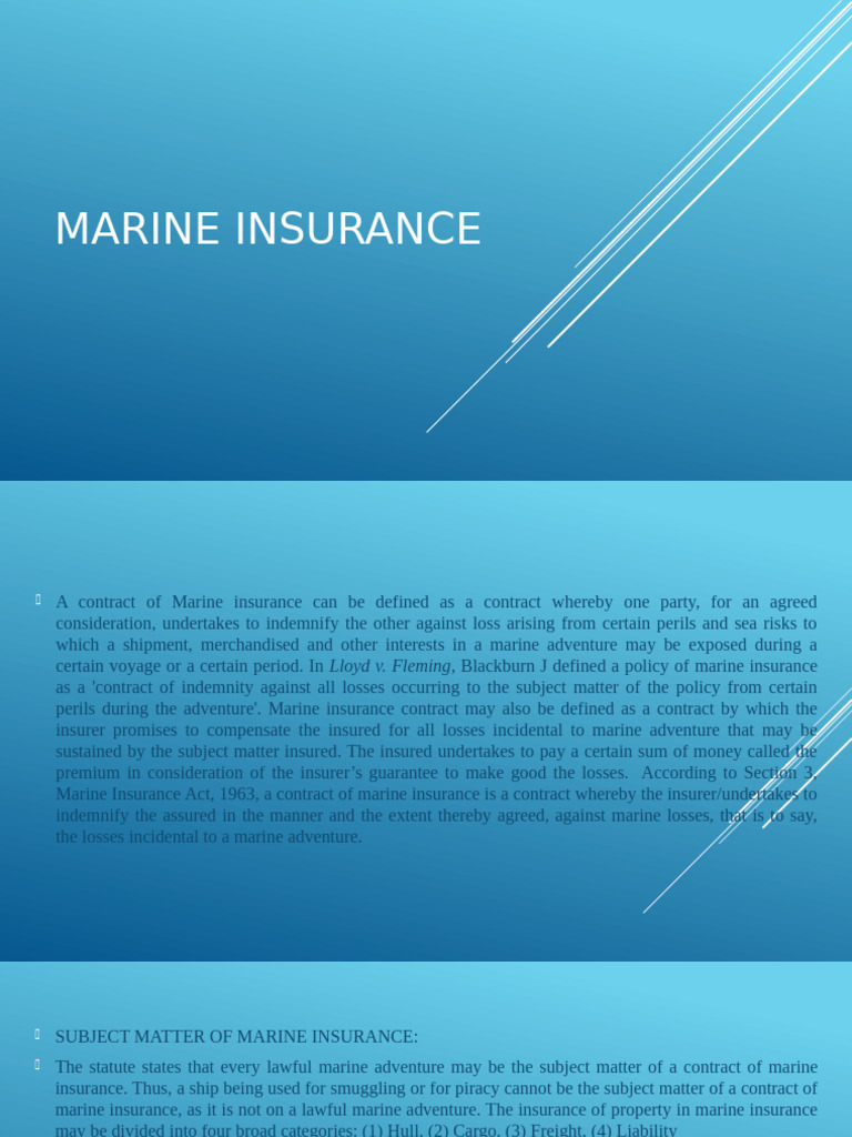 Types of Marine Insurance Policies | PDF | Insurance | Liability Insurance