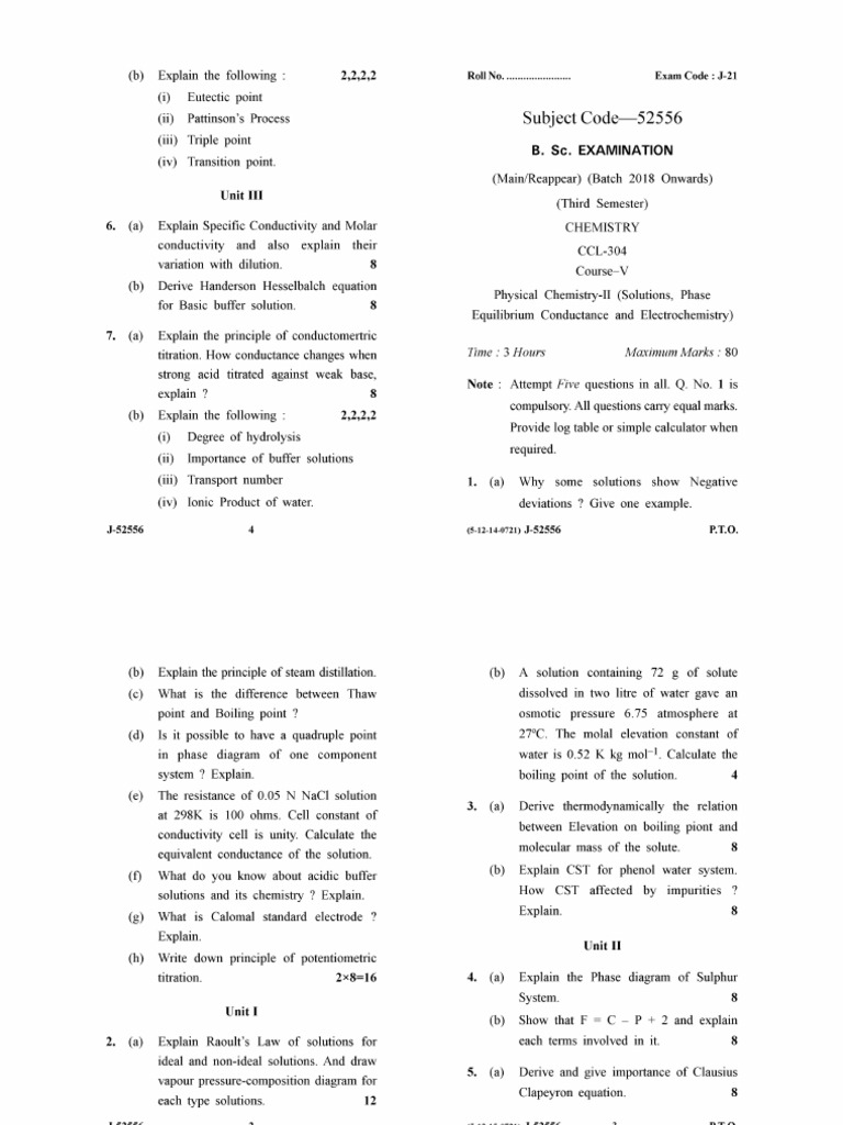 Physical Chemistry 3rd Semester | PDF