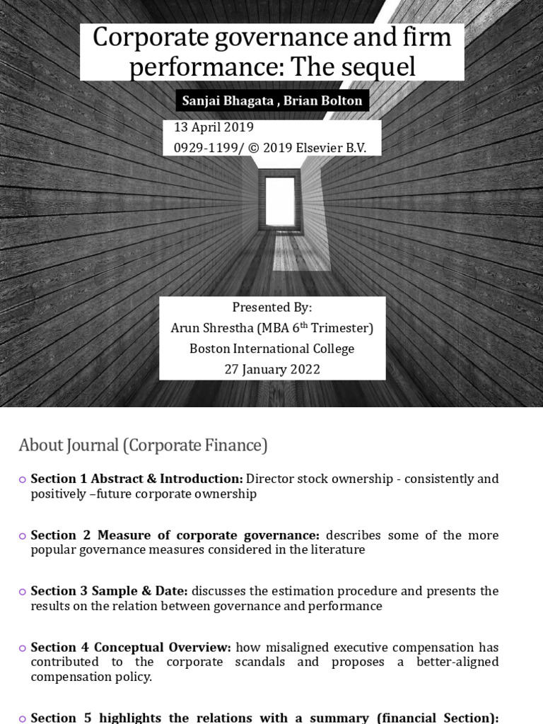 Corporate Governance Impact on Performance | PDF | Corporate Governance ...