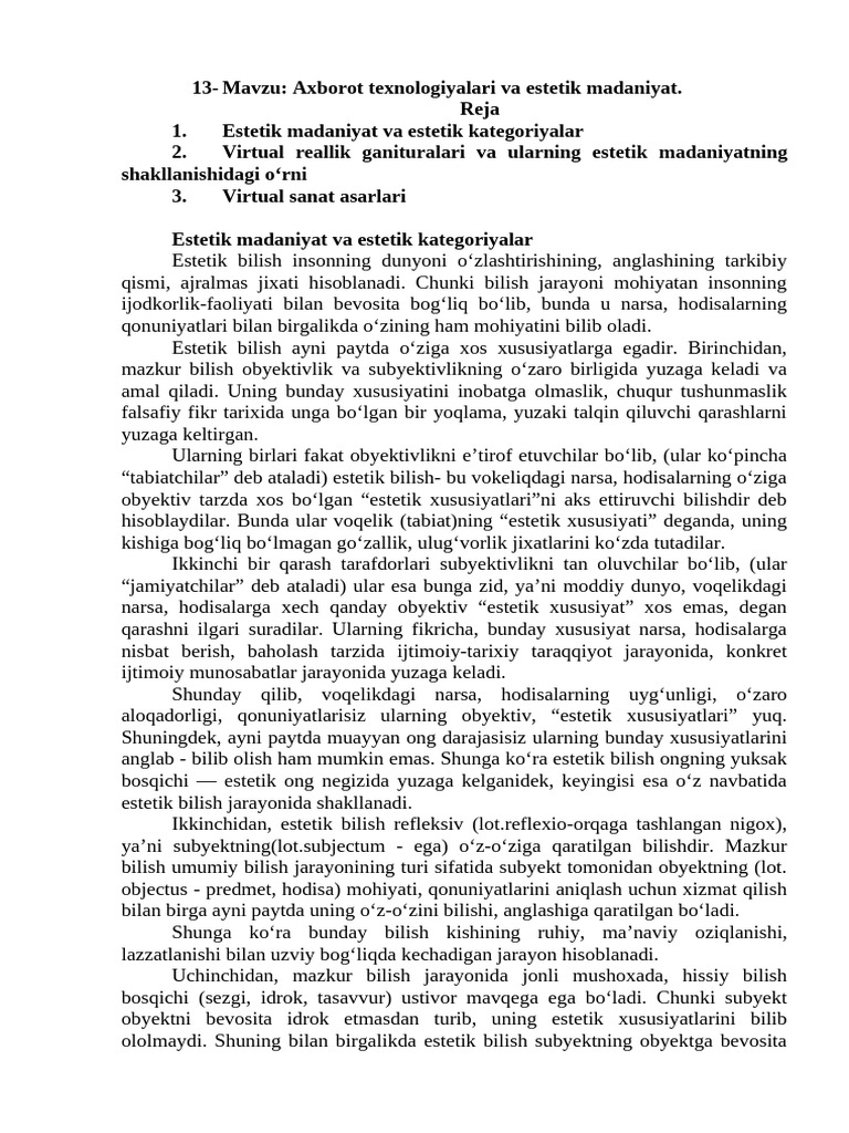 Mavzu | PDF