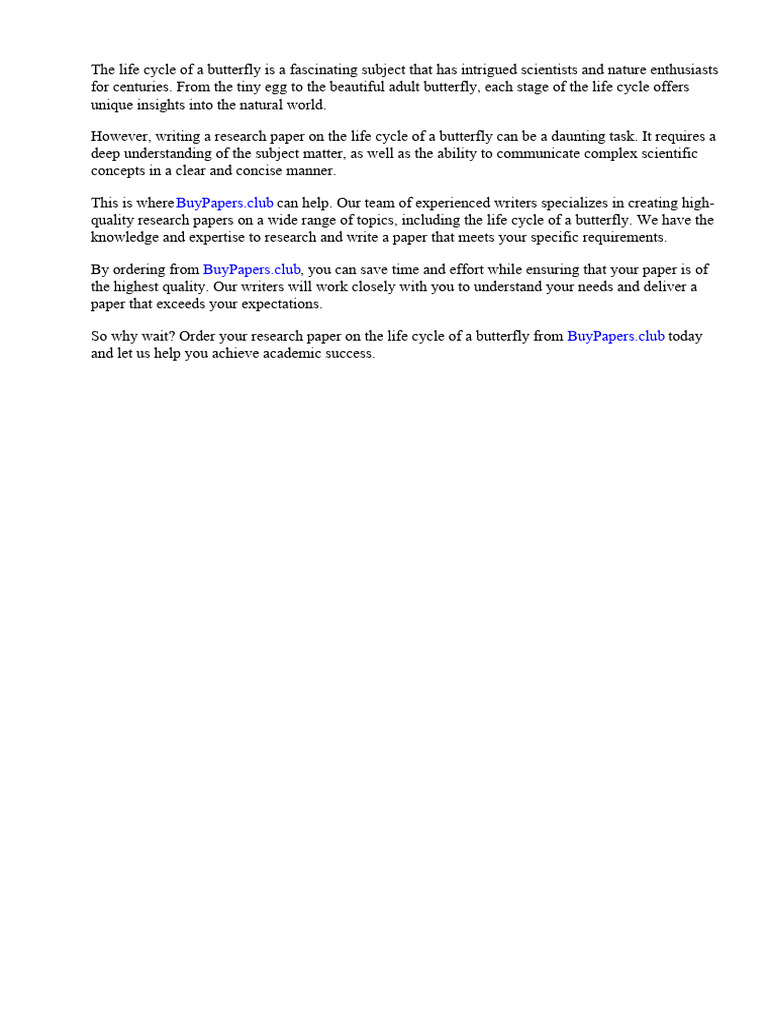 Research Paper on Life Cycle of Butterfly | PDF | Butterfly | Pupa