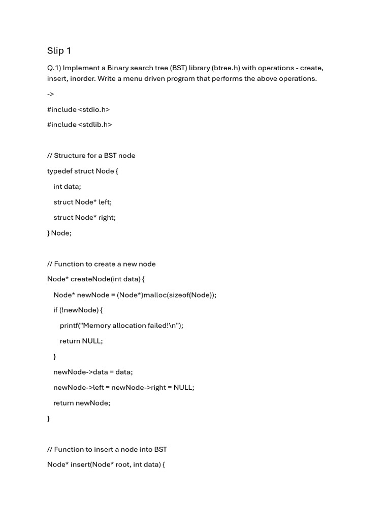 C Programs for BST and Graph Algorithms | PDF | Vertex (Graph Theory ...