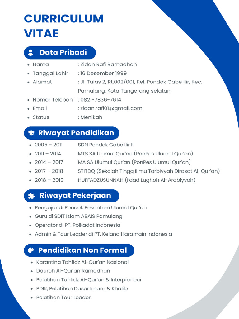CV Zidan Rafi | PDF