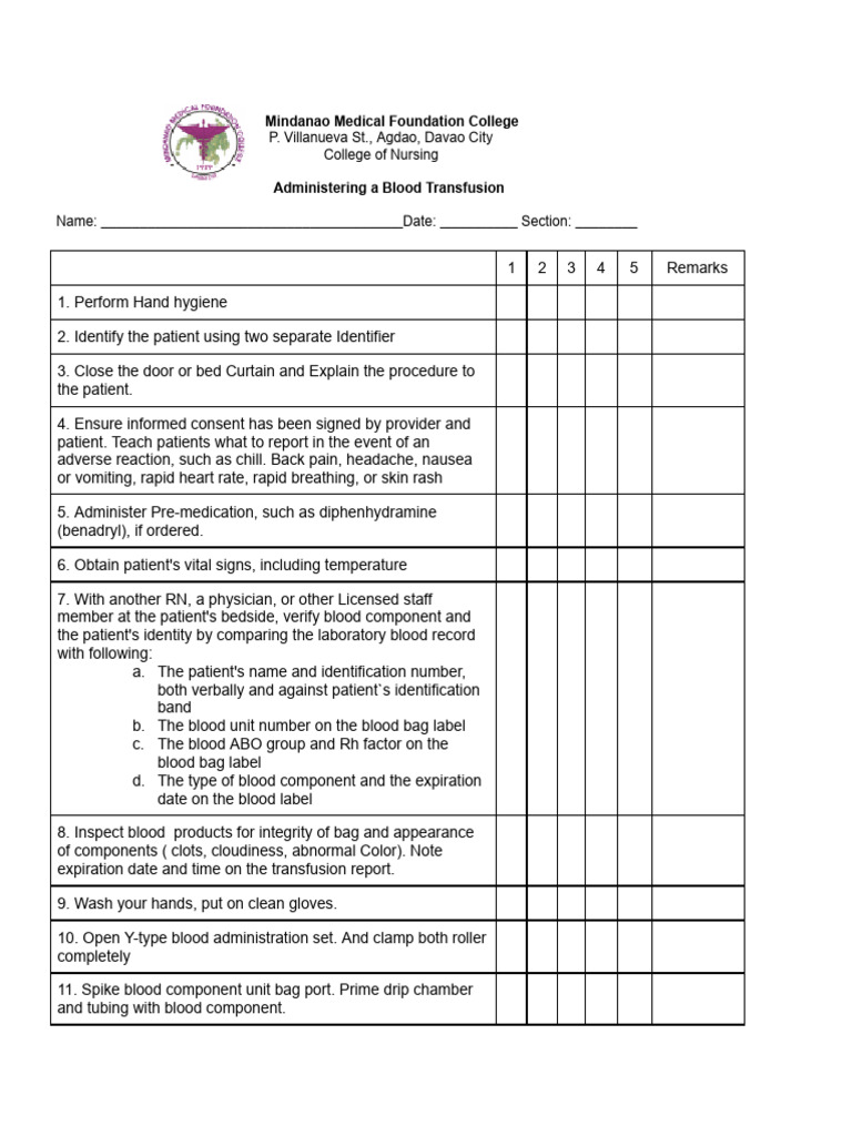Blood Transfusion Procedure Guide | PDF | Blood Transfusion ...