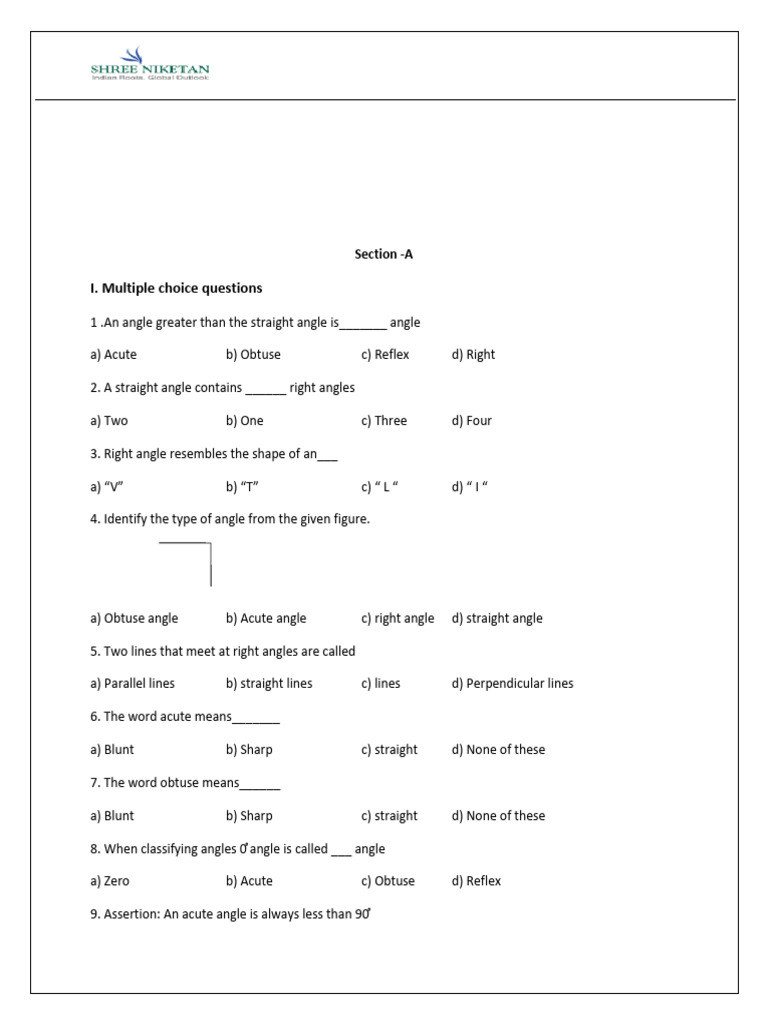 Grade 6 Maths: Lines and Angles Worksheet | PDF | Euclid | Classical ...