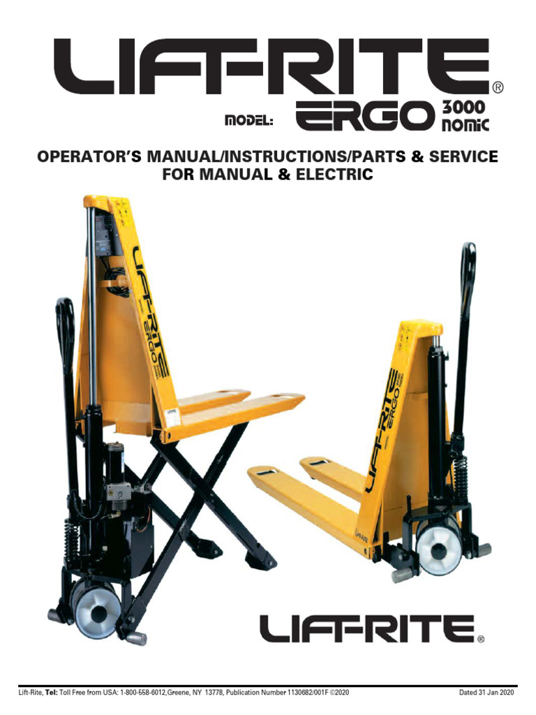 Lift-Rite ERGONOMIC 3000 Manual | PDF | Electrical Connector | Pump