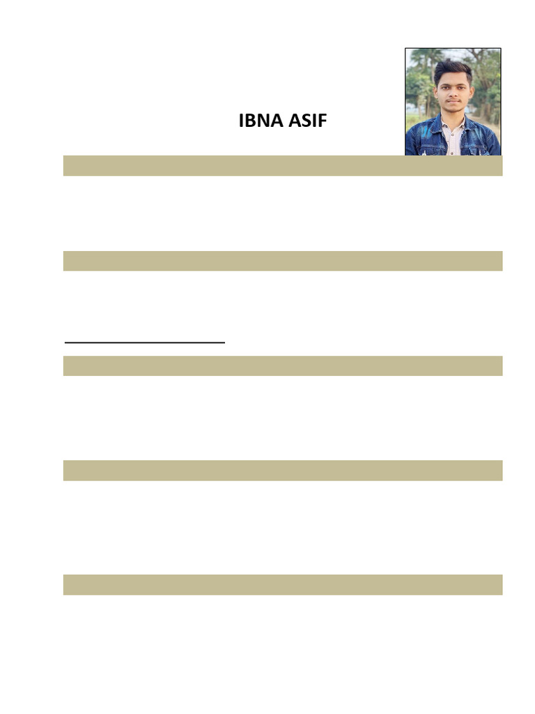 Curriculum Vitae Of: Ibna Asif | PDF