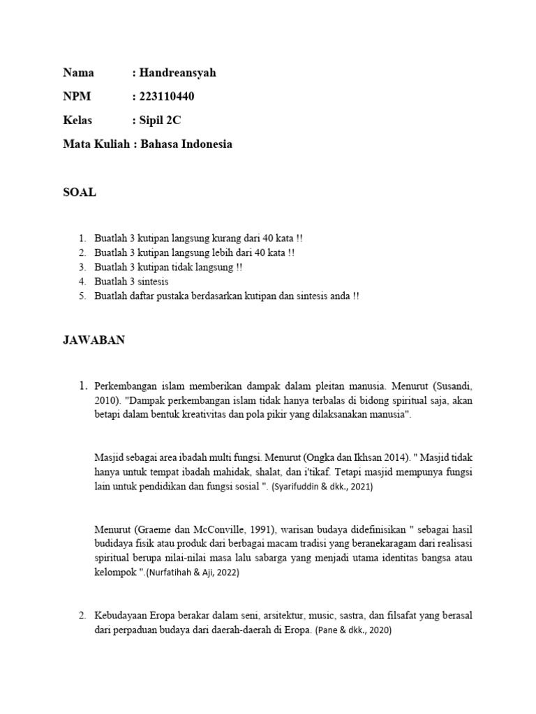 Tugas Kutipan Handreansyah | PDF