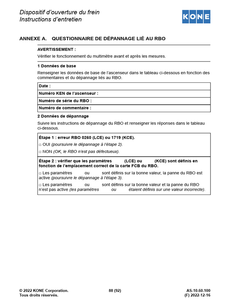 Dépannage RBO pour ascenseurs KONE | PDF | Électrotechnique | Biens ...
