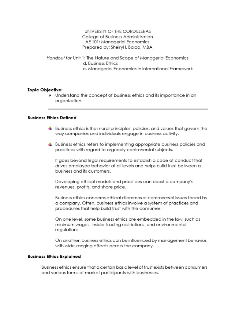 Understanding Business Ethics in Economics | PDF | Business Ethics ...