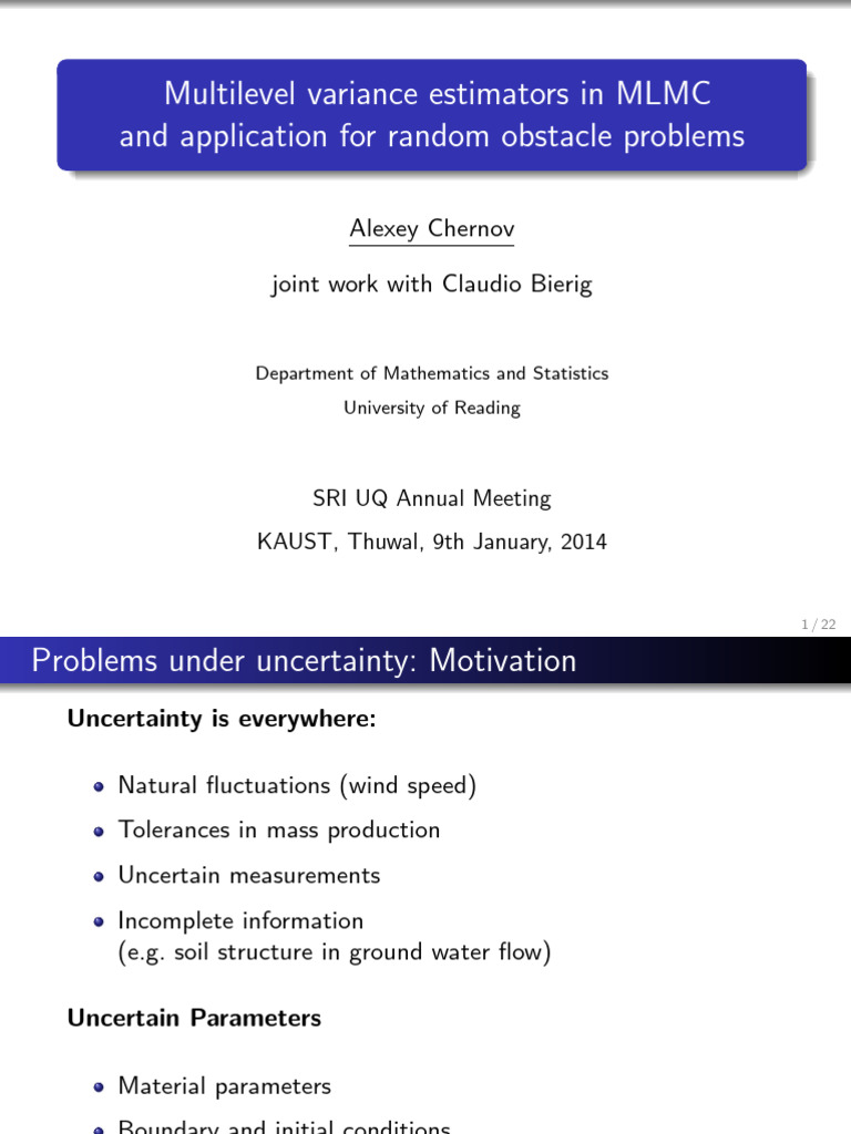 Cheronv KAUST UQAW Workshop 090114 | PDF | Mean Squared Error | Estimator