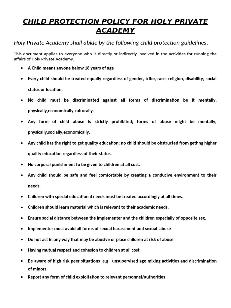 Child Protection Policy | PDF
