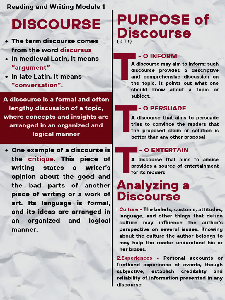 Understanding Discourse Types and Analysis | PDF | Argument | Poetry