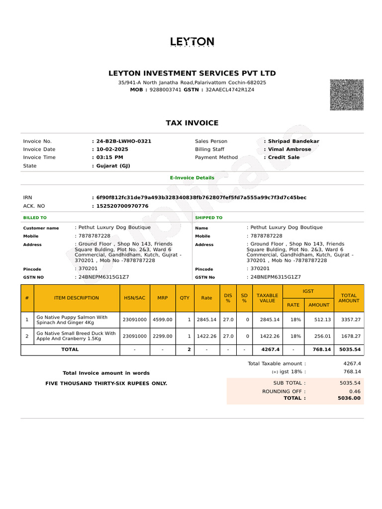 Invoice-26-02-2025 15 27 48 485364 | PDF | Taxes | Payments