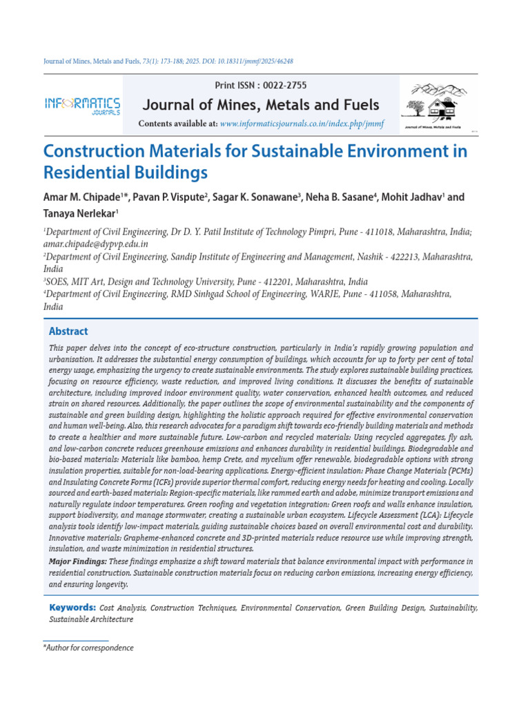 Construction Materials For Sustainable Environment | PDF ...