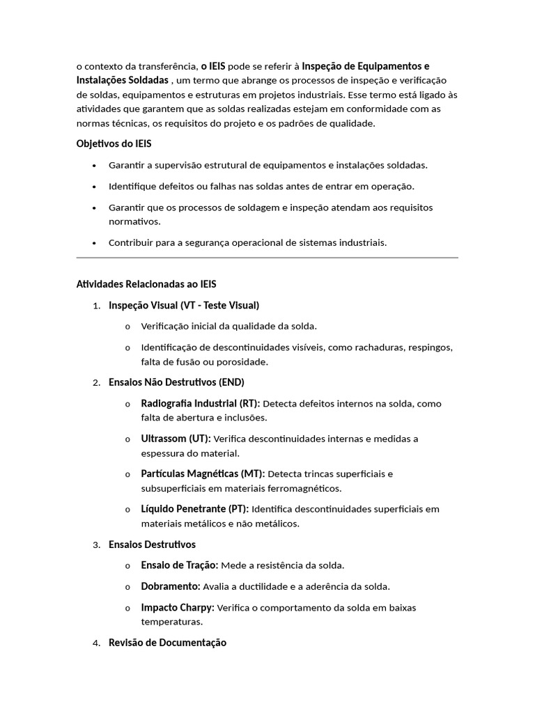 Inspeção de Equipamentos Soldados: IEIS | PDF