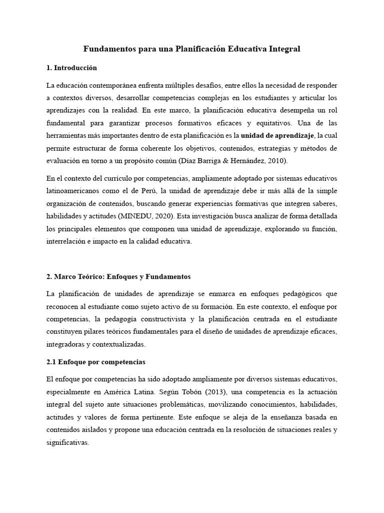 Planificación Educativa Integral Efectiva | PDF | Plan de estudios ...