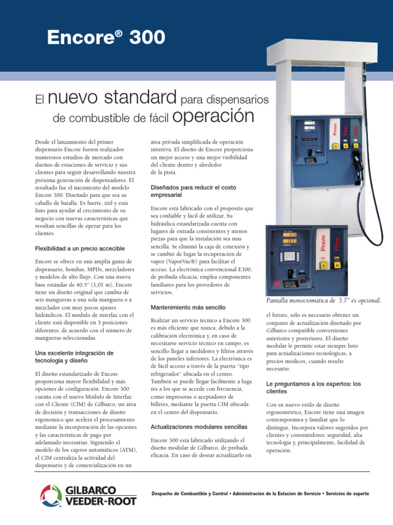 Especificaciones del Dispensario Encore 300 | PDF