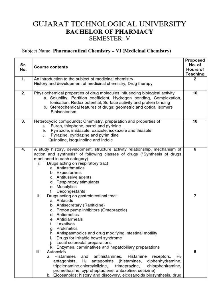 Medicinal Chemistry Course Overview | PDF | Medicinal Chemistry | Drugs