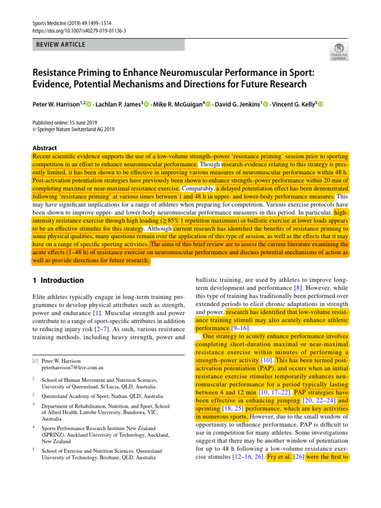 Resistance Priming for Neuromuscular Boost | PDF | Strength Training ...