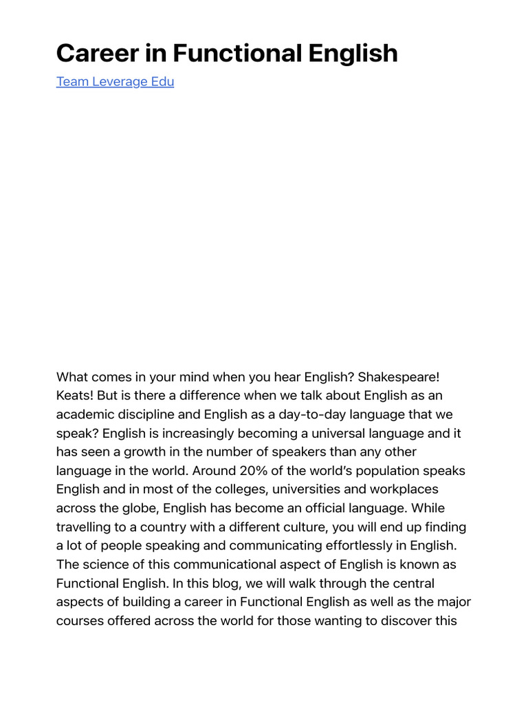 Career Opportunities in Functional English | PDF | Academic Degree ...
