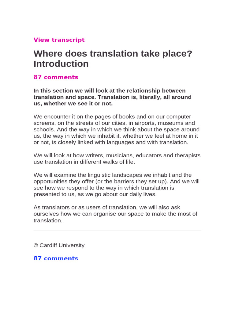 The Role of Translation in Our Spaces | PDF