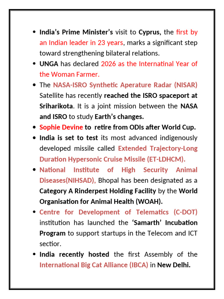 India News Highlights: Key Developments | PDF