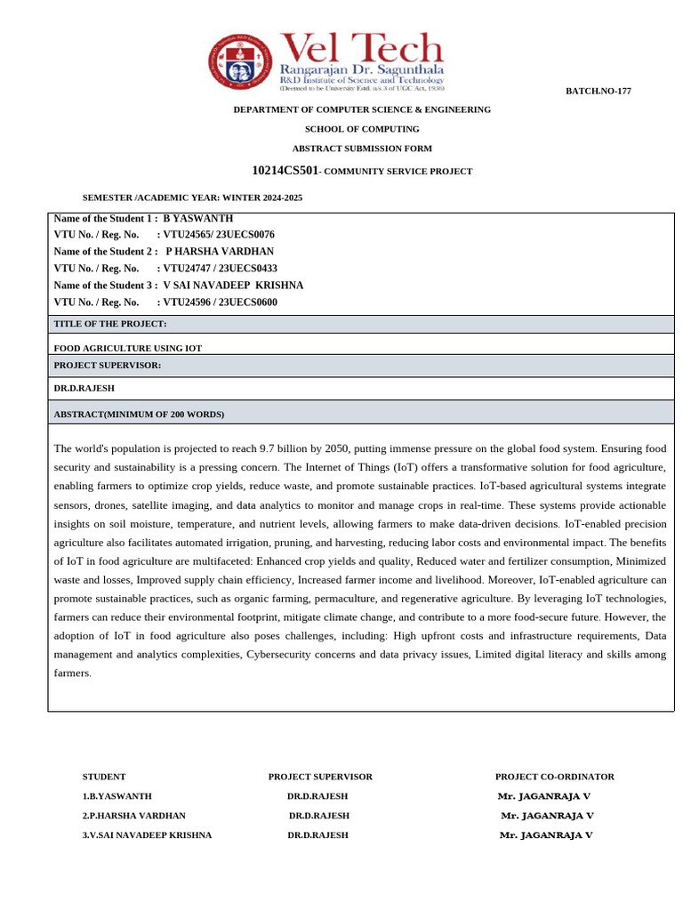 Cse CSP Title and Abstract Form - Batch177 | PDF | Agriculture ...