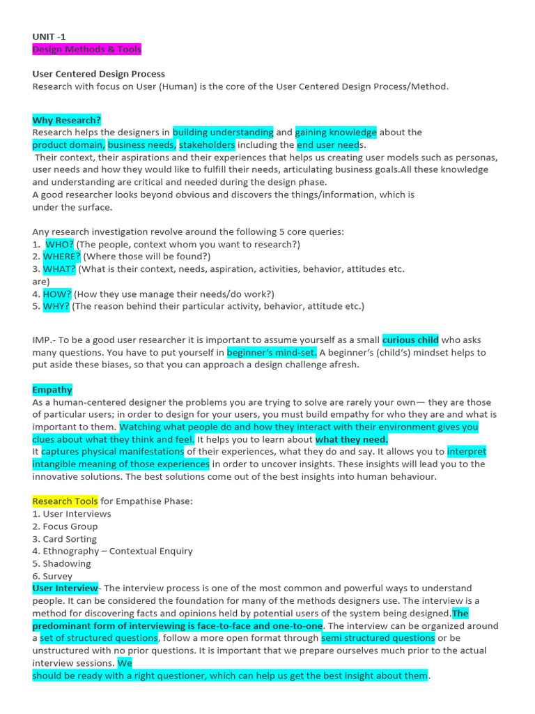 User-Centered Design Research Methods | PDF | Focus Group | Brainstorming