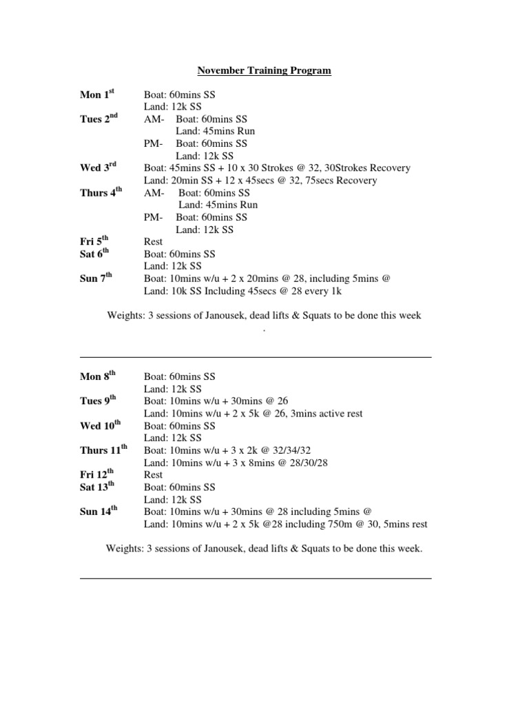 November Training Program | PDF