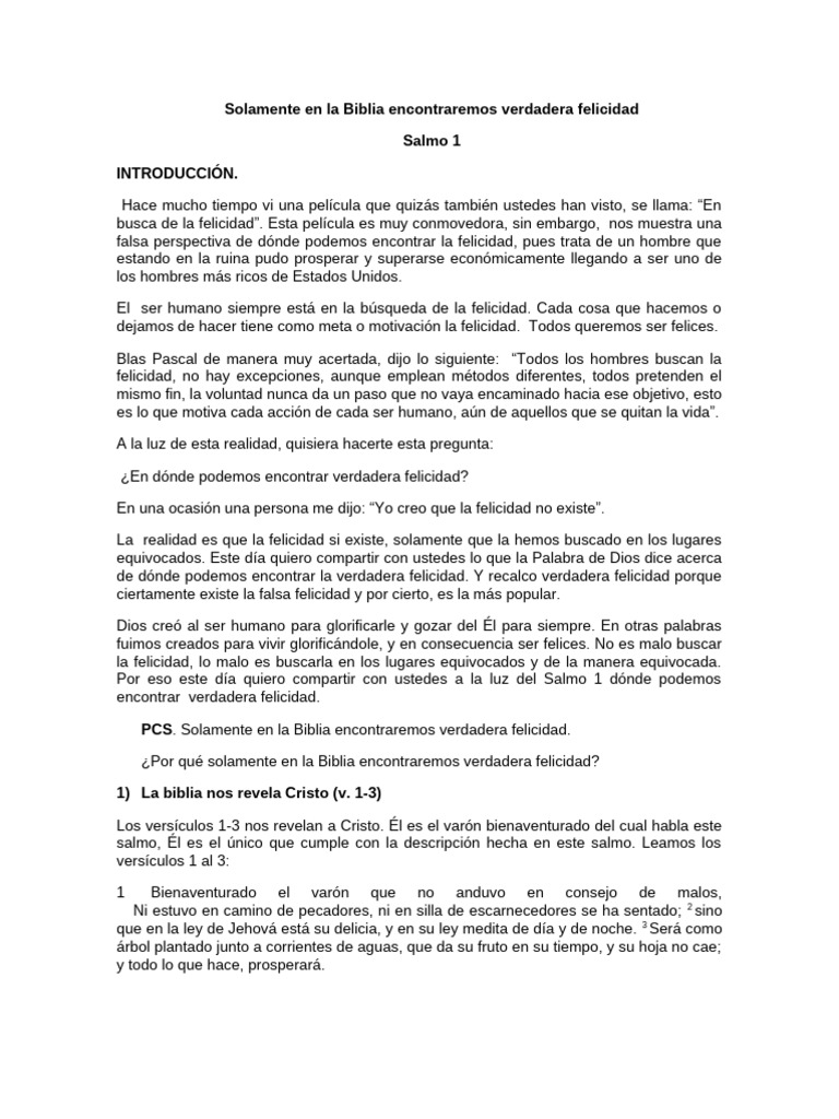 La Biblia: Fuente de verdadera felicidad | PDF | Cristo (título) | Pecado