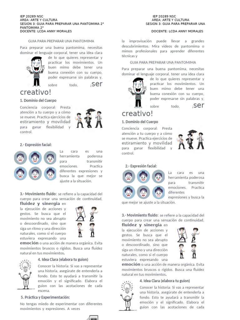 Guia para Preparar Una Pantomima | PDF | Las emociones | Expresión facial