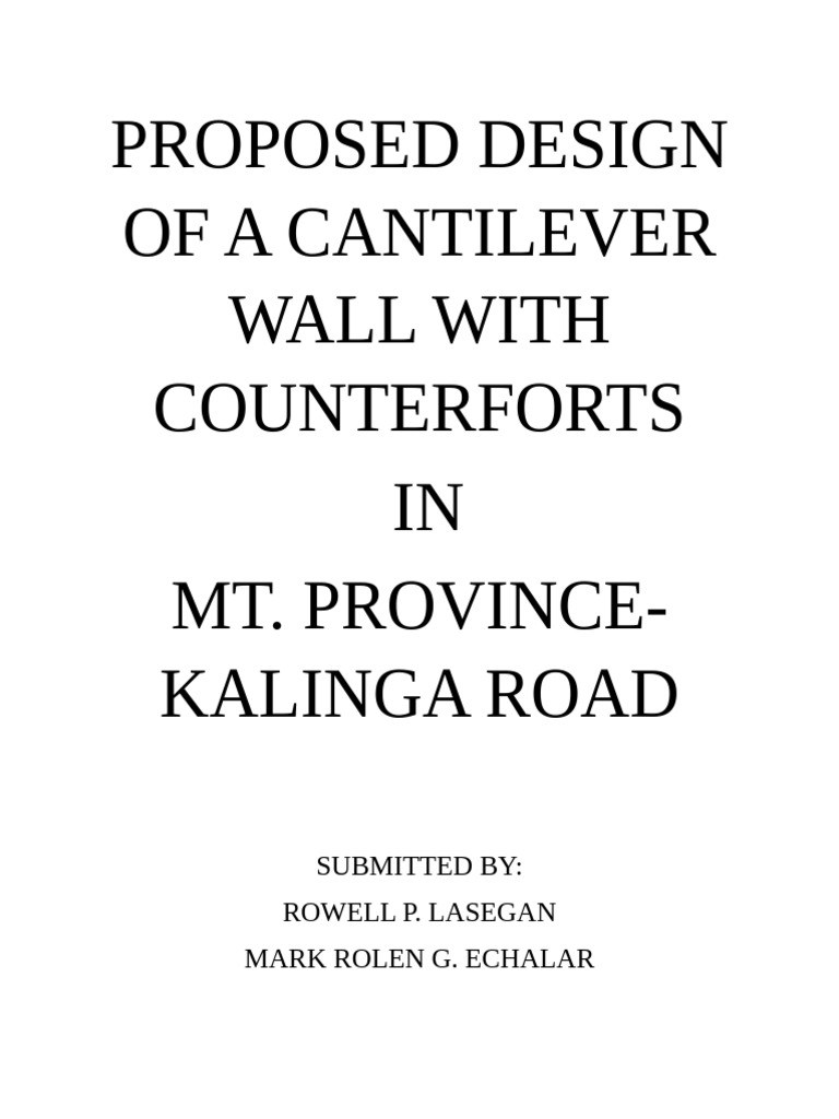 Proposed Design of A Cantilever Wall With Counterforts | PDF