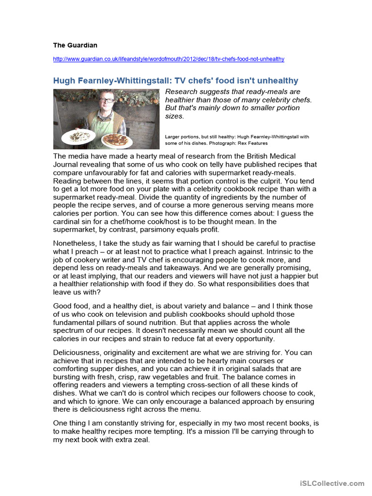 TV Chef Talks About Recipes, Diets and Fast Food! | PDF | Recipe ...