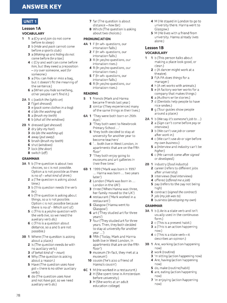 Answers Workbook Speakout 3rd A2 | PDF