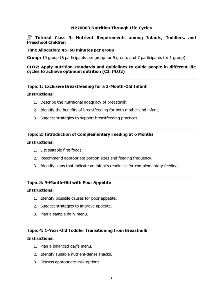 Tutorial 3 RNI Among Infant 23-4-25 | PDF | Breastfeeding | Eating