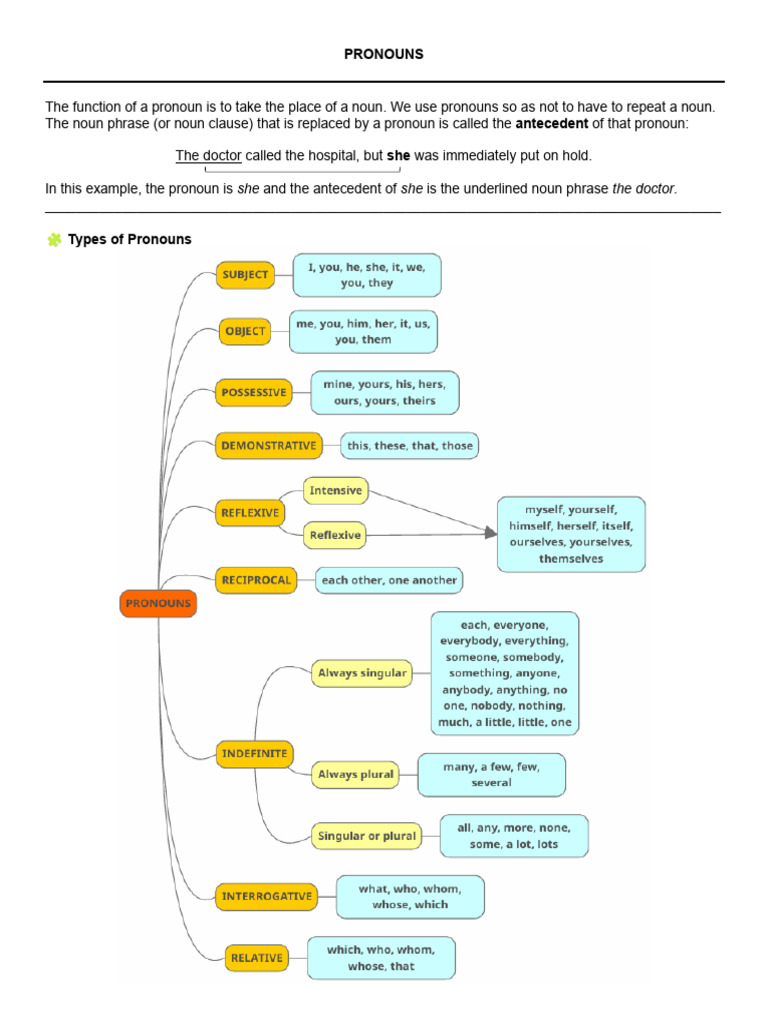 Understanding Pronouns: Types and Usage | PDF | Pronoun | Subject (Grammar)