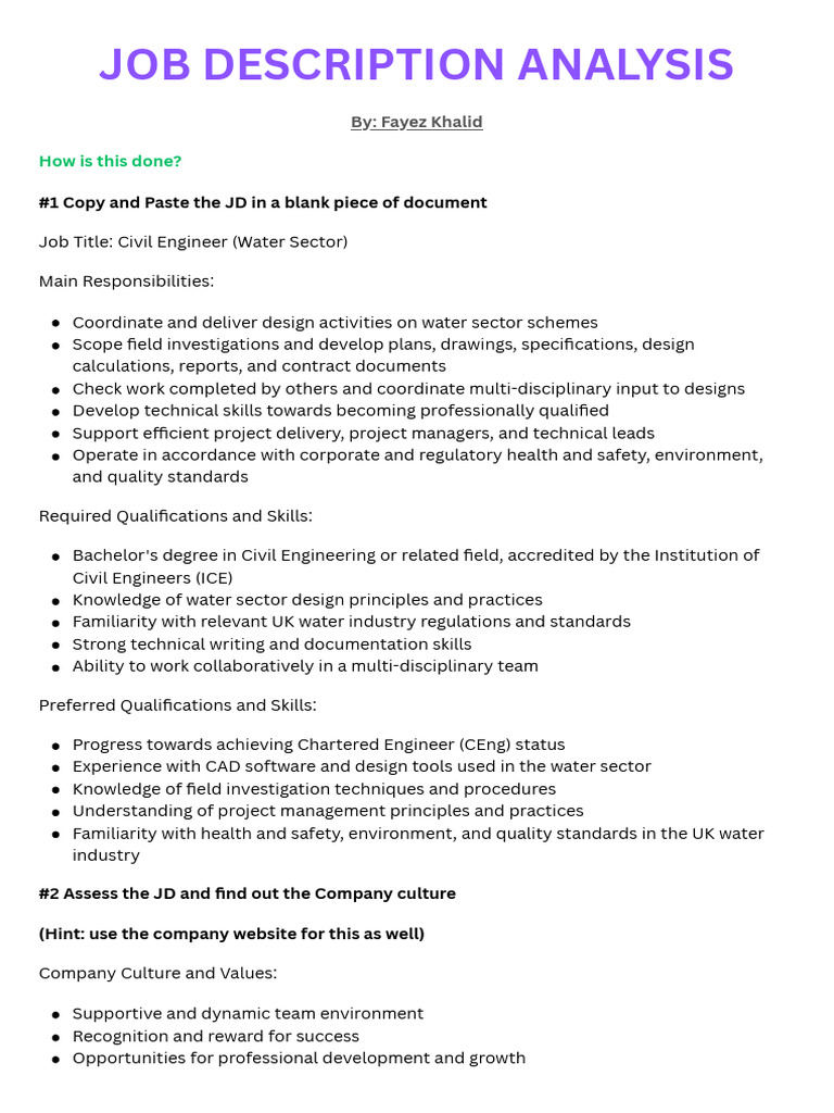 Civil Engineer Job Description Analysis | PDF | Occupational Safety And ...