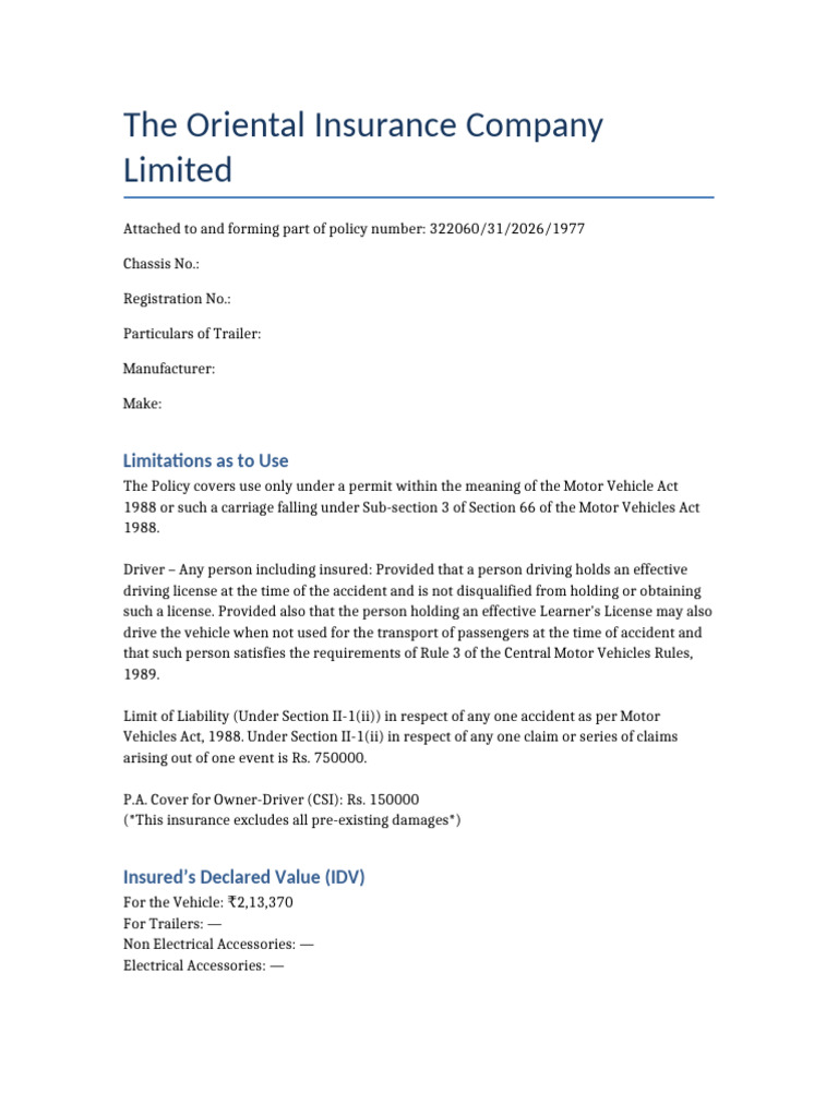 Insurance Policy Extract | PDF | Insurance | Deductible